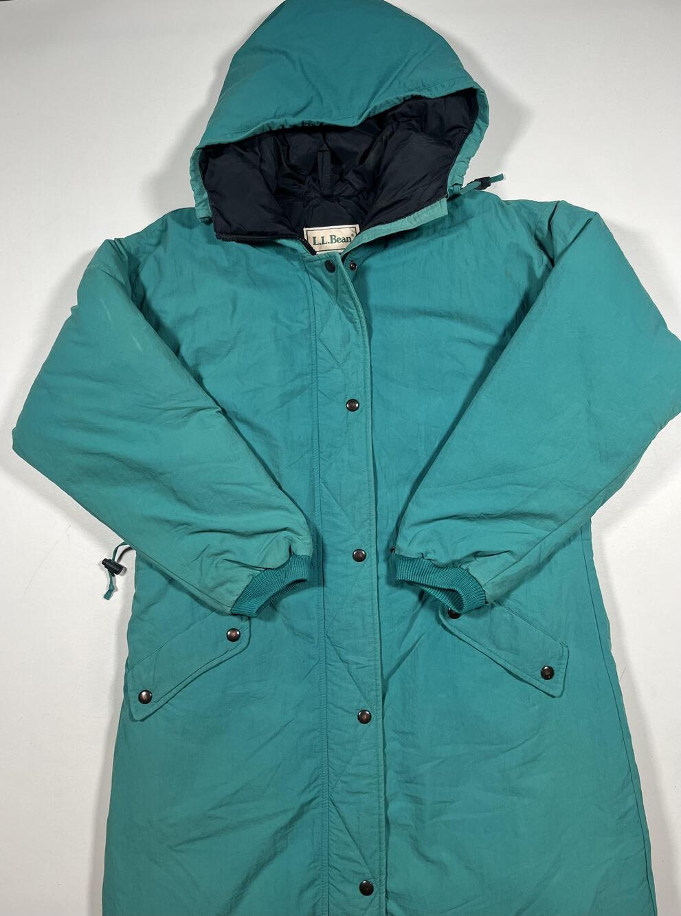 Vintage L.L. Bean Trench Coat Womens Green Hooded Parka USA 80s 90s Long Read